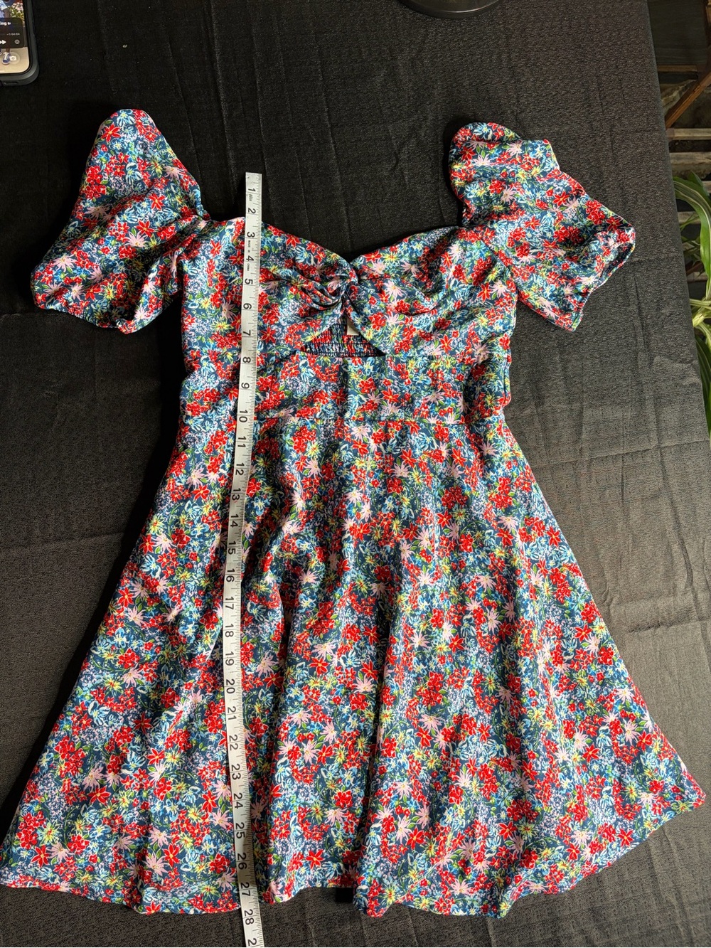 Gianni Bini Floral Puff-Sleeve Dress in Blue and Red